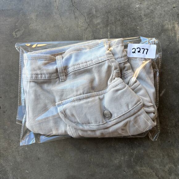 Garage Cargo Mini Skirt Skort Women's TP/XS Beige Utility Denim Jean Skort - Picture 10 of 10